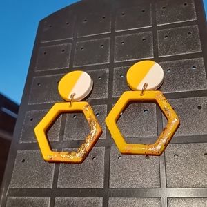 Handmade Bright Clay Post Earrings, Lightweight